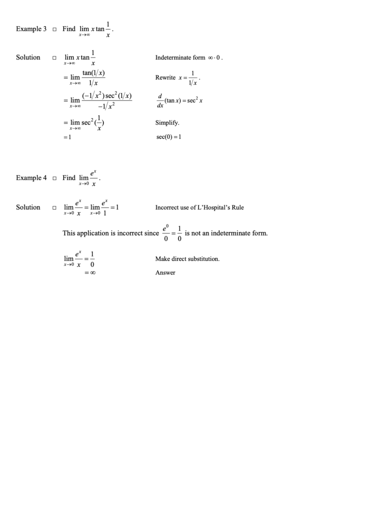 L 'Hospital's Rule in Techniques of Integration